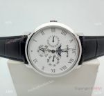 Copy Blancpain Moonphase and Perpetual Calendar Watch White Dial Black Leather Band